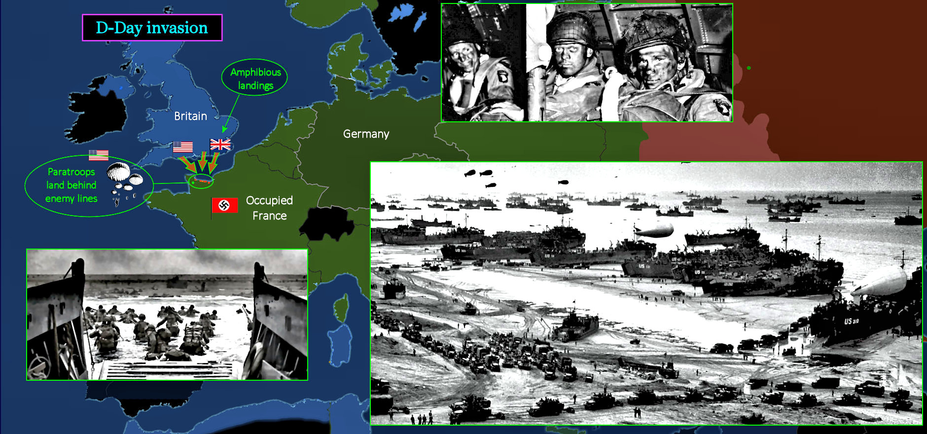D-Day invasion, 1944 map